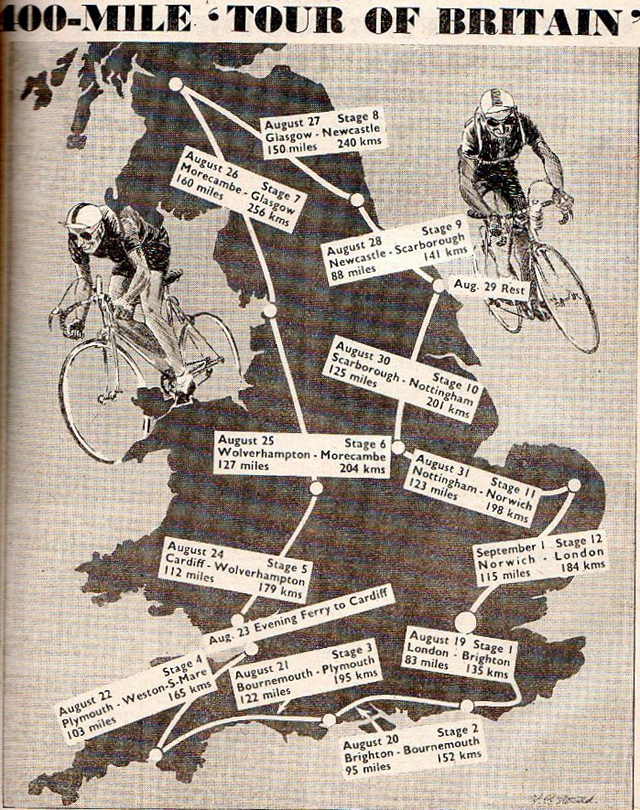 1951 Tour of Britain map